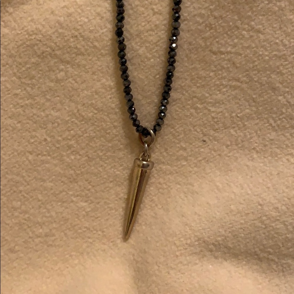 Spike beaded black and gold necklace